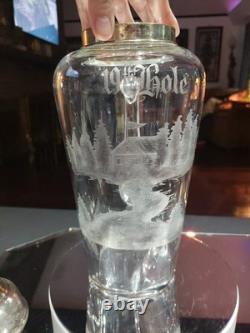 Rare Pitcher decanter American Brilliant Cut Glass Crystal Hawkes 19th Hole Golf
