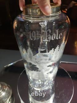 Rare Pitcher decanter American Brilliant Cut Glass Crystal Hawkes 19th Hole Golf