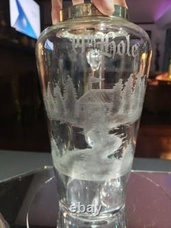 Rare Pitcher decanter American Brilliant Cut Glass Crystal Hawkes 19th Hole Golf