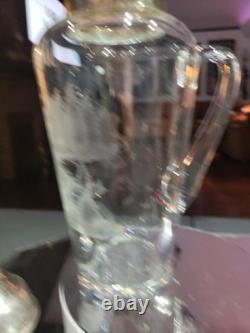 Rare Pitcher decanter American Brilliant Cut Glass Crystal Hawkes 19th Hole Golf