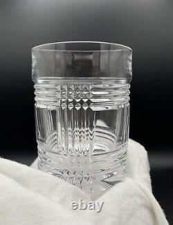Rare! Ralph Lauren Glen Plaid Cut Crystal Glass Old Fashion Glasses Set Of 6