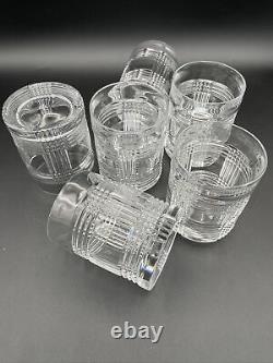 Rare! Ralph Lauren Glen Plaid Cut Crystal Glass Old Fashion Glasses Set Of 6