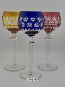 Rare Set Of 3 Vintage Barthmann Leaded Crystal Wine Cut-to-Clear Glasses