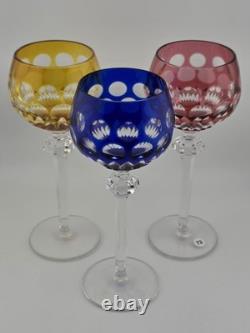 Rare Set Of 3 Vintage Barthmann Leaded Crystal Wine Cut-to-Clear Glasses