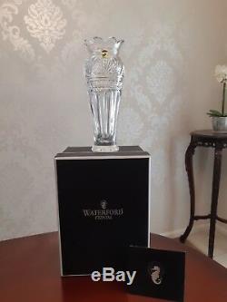 Rare Signed Fine Waterford Clear Cut Crystal Vase, Mint in Box with COA