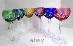 Rare VINEYARD GRAPE by BAYEL CUT CRYSTAL WINE HOCK GLASS GERMANY 7 5/8 Set of 6