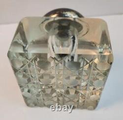 Rare Victorian Age Cut Crystal Glass Inkwell Sterling Silver
