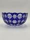 Rare Vintage Bohemian Hand Cut Crystal Glass Blue to Clear bowl SIGNED 8.75