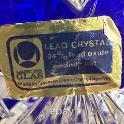 Rare! Vintage GDR Bohemian Cobalt Blue 24% Lead Crystal Hand Cut Bowl 9