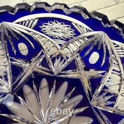 Rare! Vintage GDR Bohemian Cobalt Blue 24% Lead Crystal Hand Cut Bowl 9