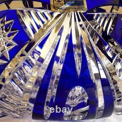 Rare! Vintage GDR Bohemian Cobalt Blue 24% Lead Crystal Hand Cut Bowl 9
