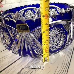 Rare! Vintage GDR Bohemian Cobalt Blue 24% Lead Crystal Hand Cut Bowl 9