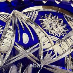 Rare! Vintage GDR Bohemian Cobalt Blue 24% Lead Crystal Hand Cut Bowl 9