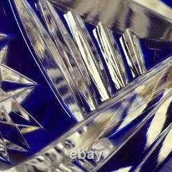 Rare! Vintage GDR Bohemian Cobalt Blue 24% Lead Crystal Hand Cut Bowl 9