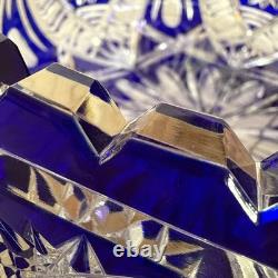Rare! Vintage GDR Bohemian Cobalt Blue 24% Lead Crystal Hand Cut Bowl 9