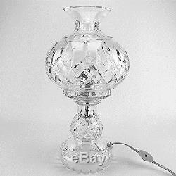 Rare Waterford Lismore Crystal Glass Hurricane Electric Lamp with Shade Cut 2 Pc