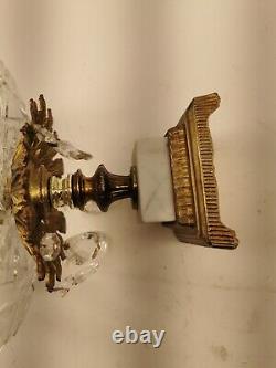 Regency cut crystal glass & brass color compote
