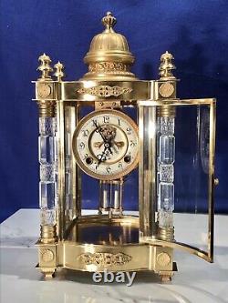 Reproduction Ansonia Utopia Crystal Strike, Regulator Clock, Cut Glass Crystal