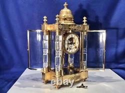 Reproduction Ansonia Utopia Crystal Strike, Regulator Clock, Cut Glass Crystal