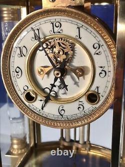 Reproduction Ansonia Utopia Crystal Strike, Regulator Clock, Cut Glass Crystal