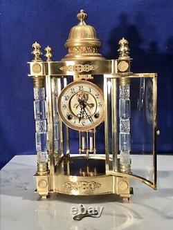 Reproduction Ansonia Utopia Crystal Strike, Regulator Clock, Cut Glass Crystal