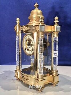 Reproduction Ansonia Utopia Crystal Strike, Regulator Clock, Cut Glass Crystal