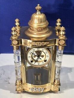 Reproduction Ansonia Utopia Crystal Strike, Regulator Clock, Cut Glass Crystal