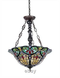 Reverse Pendant Hanging Victorian Design Stained Cut Glass Ceiling Light