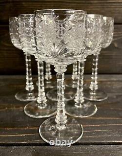 Rock Sharpe Baden Cut Crystal Wine Glasses 5 7/8 Tall Holds 4oz Set Of 8