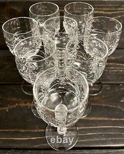Rock Sharpe Baden Cut Crystal Wine Glasses 5 7/8 Tall Holds 4oz Set Of 8