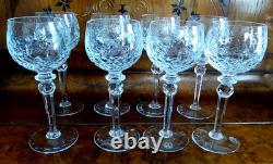 Rogaska Cut Crystal Gallia Wine Goblet Glass Set 8 Tall 8