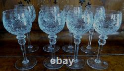 Rogaska Cut Crystal Gallia Wine Goblet Glass Set 8 Tall 8