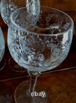 Rogaska Cut Crystal Gallia Wine Goblet Glass Set 8 Tall 8