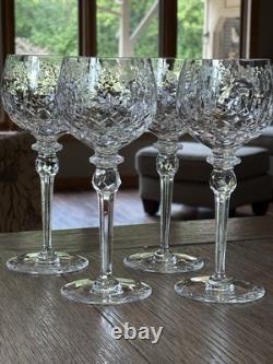 Rogaska GALLIA 4 Wine Hock 8 Crystal Glasses Cut Glass Faceted Stem