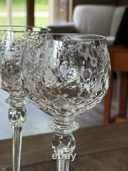 Rogaska GALLIA 4 Wine Hock 8 Crystal Glasses Cut Glass Faceted Stem