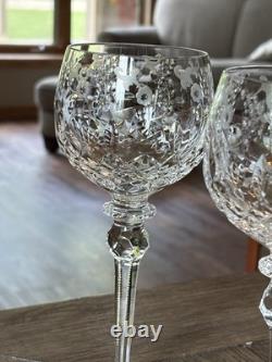 Rogaska GALLIA 4 Wine Hock 8 Crystal Glasses Cut Glass Faceted Stem