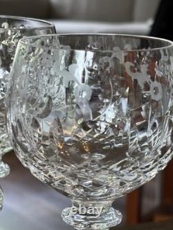 Rogaska GALLIA 4 Wine Hock 8 Crystal Glasses Cut Glass Faceted Stem