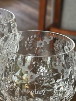 Rogaska GALLIA 4 Wine Hock 8 Crystal Glasses Cut Glass Faceted Stem