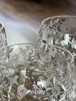 Rogaska GALLIA 4 Wine Hock 8 Crystal Glasses Cut Glass Faceted Stem