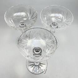 Rogaska Kimberley Champagne Sherbet Crystal Glass Fan Star Cuts 3pc