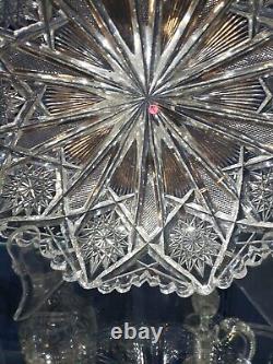Round 10 low Bowl, American Brilliant Cut glass Crystal signed LIBBEY empress