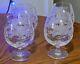 Royal Brierley English Cut Crystal Brandy Glasses Honeysuckle Etched Pattern 4pc