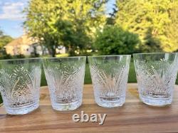 Royal DOULTON Crystal Heritage Cut Double Old Fashioned Glass 4-1/4 Signed4pc