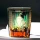 Royal Hand Cut Clear Crystal Amber Green Peacock Whiskey Glasses Gift Pack 8oz