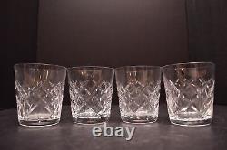SET 4 of Waterford Crystal WAT7 Signed Old Fashioned Tumblers Glasses Cut VTG