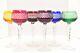 SET 6 BOHEMIAN CZECH CUT TO CLEAR CRYSTAL Multi Color WINE Glasses GOBLET Stems