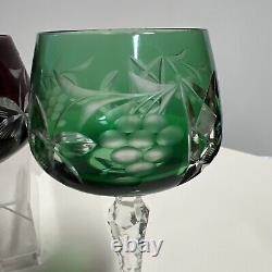 SET 6 BOHEMIAN CZECH CUT TO CLEAR CRYSTAL Wine Glasses GOBLETS Multi Colored 8