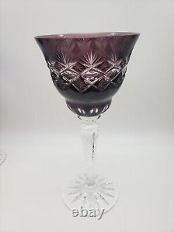 SET 6 BOHEMIAN CZECH CUT TO CLEAR CRYSTAL Wine Glasses GOBLETS Multi Colored 8