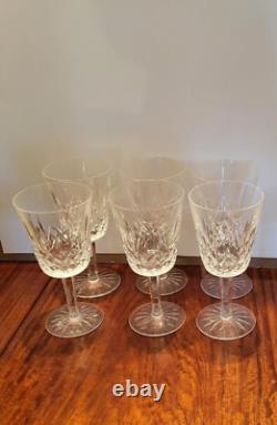 SET 6 Vintage WATERFORD CRYSTAL LISMORE Cut Glass 6 7/8 Water Wine Goblets