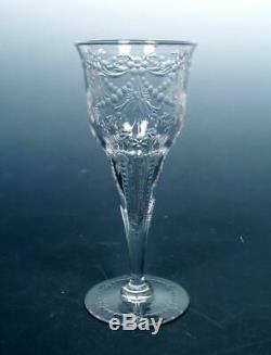 SET Intaglio Engraved Antique Cut Crystal Champagne Flutes Sinclaire Hawkes Webb